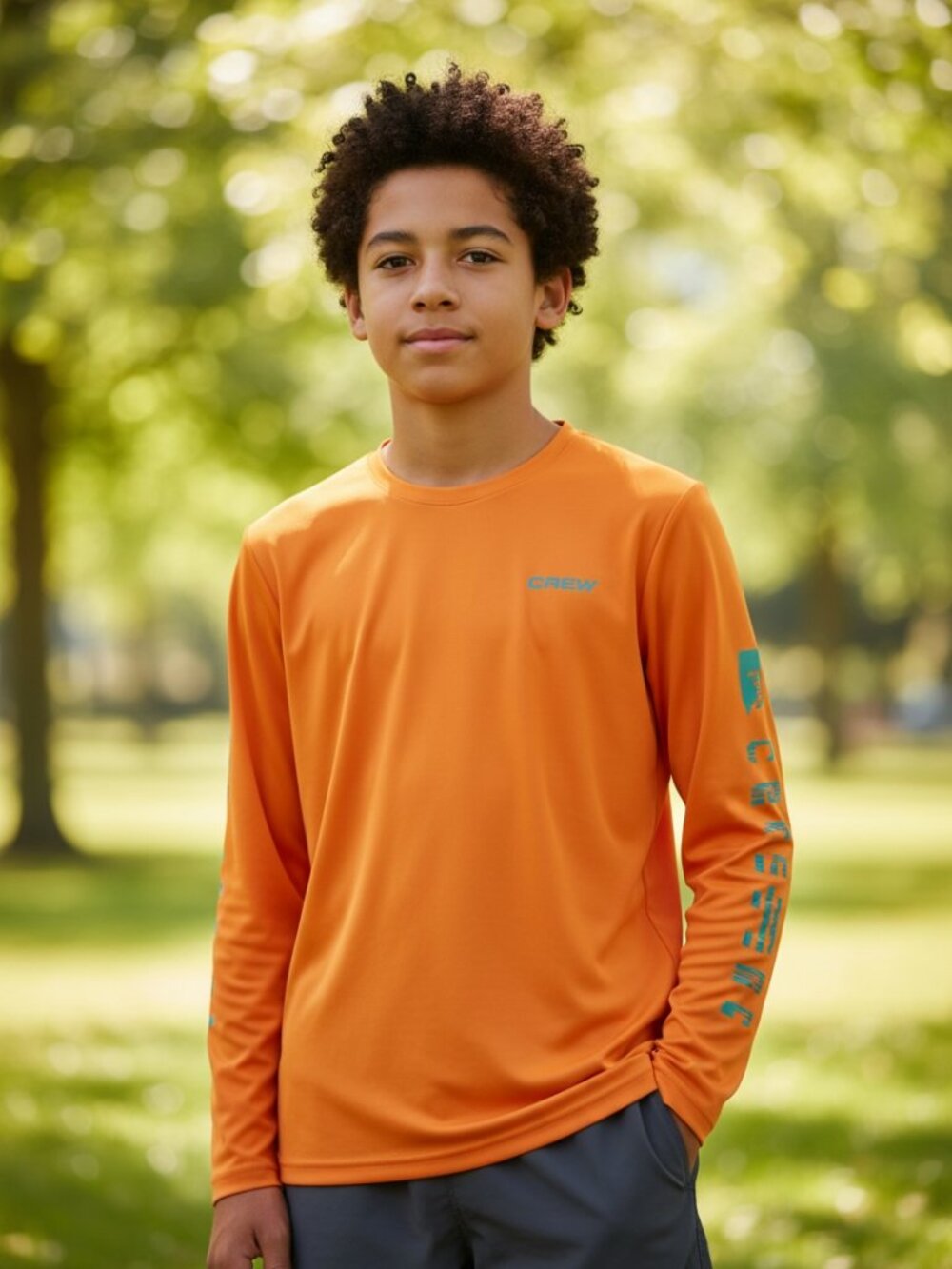 Magellan Outdoors Boys Fish Gear Long Sleeve Performance Shirt Orange L 14-16